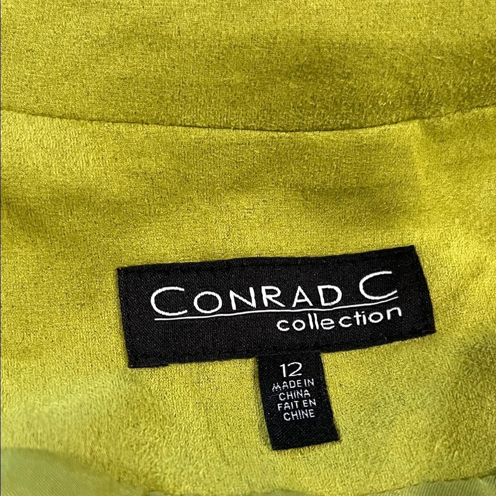 Conrad C Collection LIME Green SOFT FAUX SUEDE ZIP FRONT JACKET SIZE 12